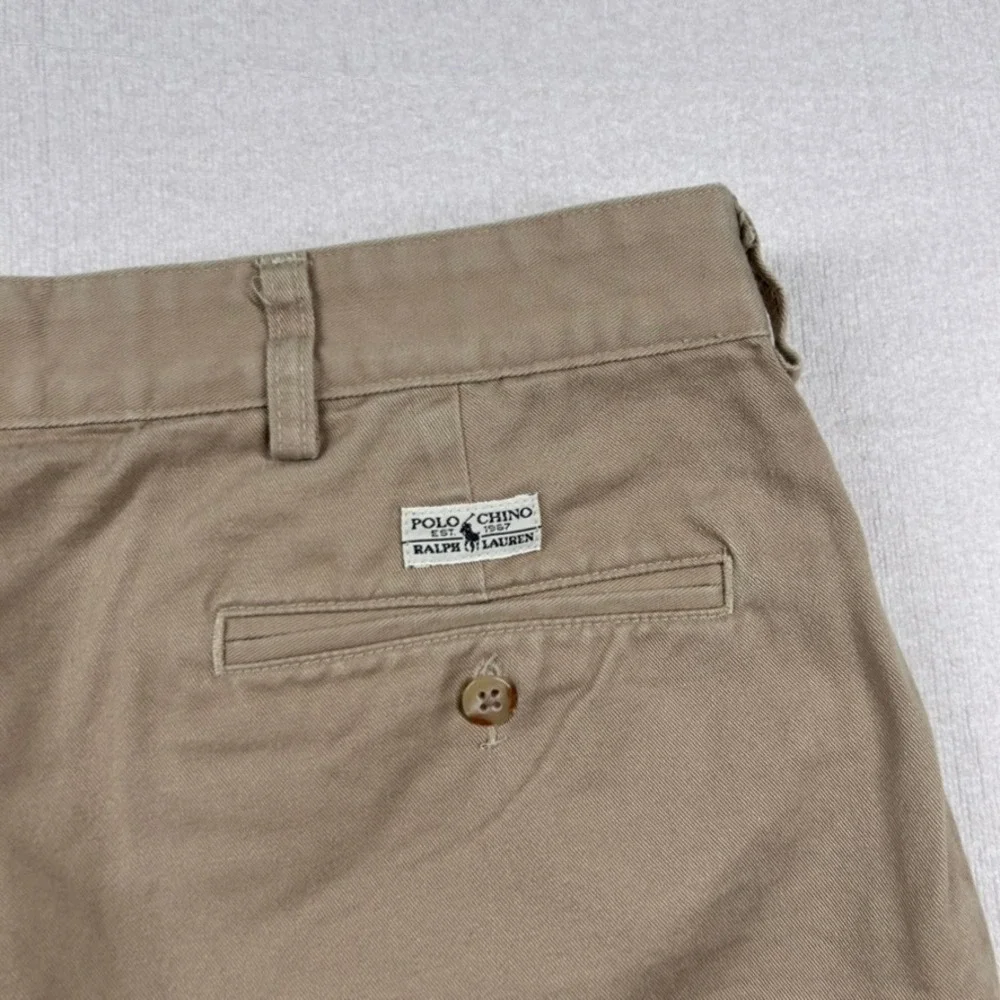 Vintage Polo Ralph Lauren Shorts Mens 38 Pleated Chino Tan Khaki Made in USA